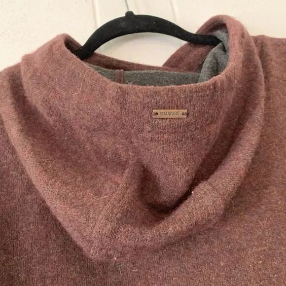 Prana Womens Medium Hoodie Sweater Pullover Pockets Brown Wool Blend Sherpa - Picture 6 of 7
